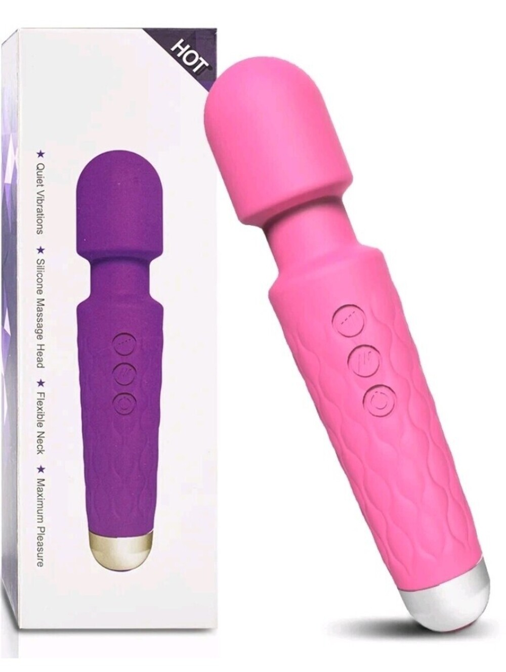 Silent Waterproof Rechargeable Massager with 28 Vibration Patterns Hot Pink NEW